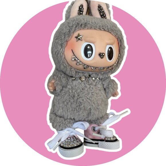 Pink Bedazzled Rhinestone Sneakers for your Labubu - Picture 2 of 6